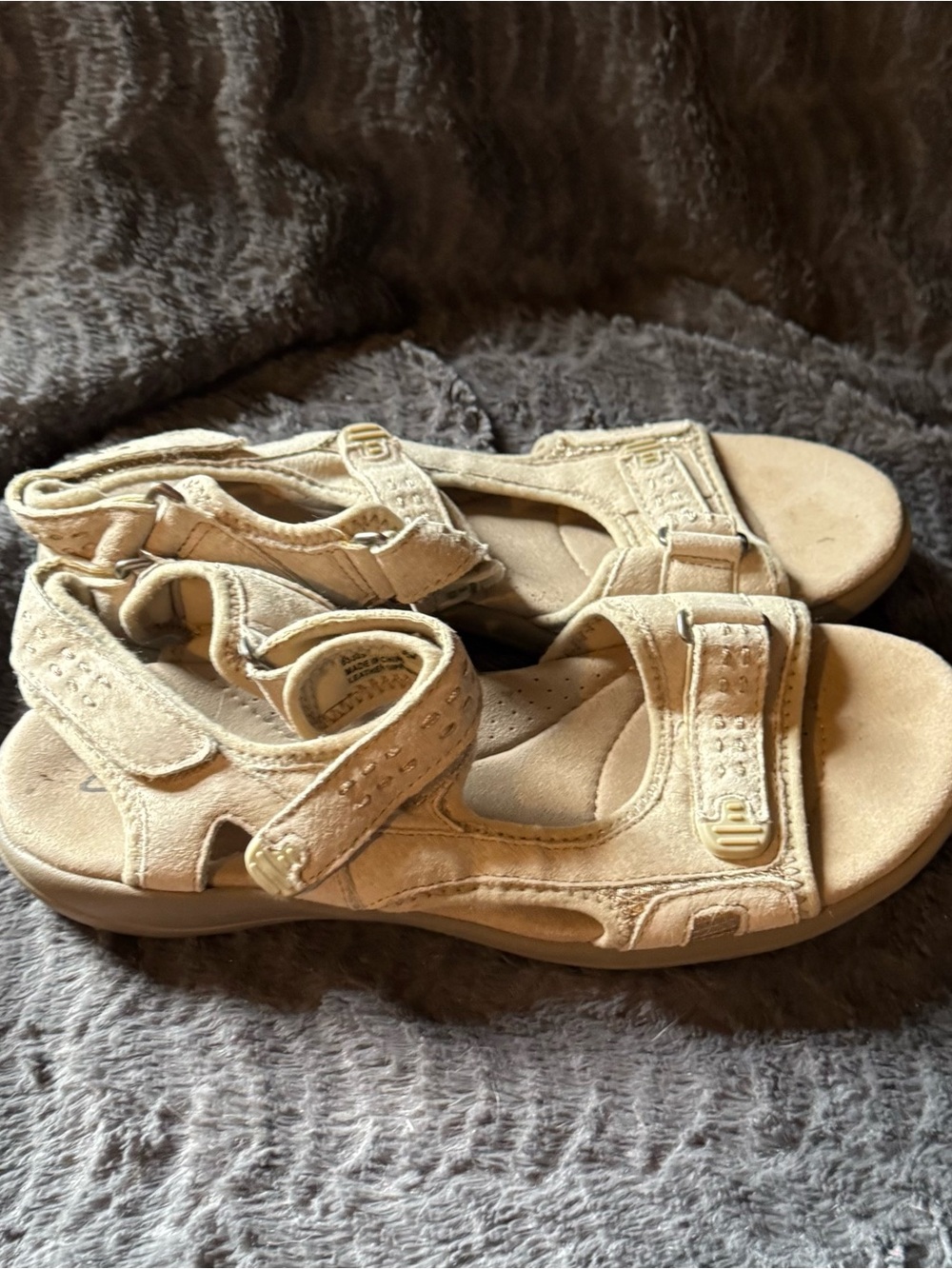 Clarks Beige Suede women’s Adjustable Sandals